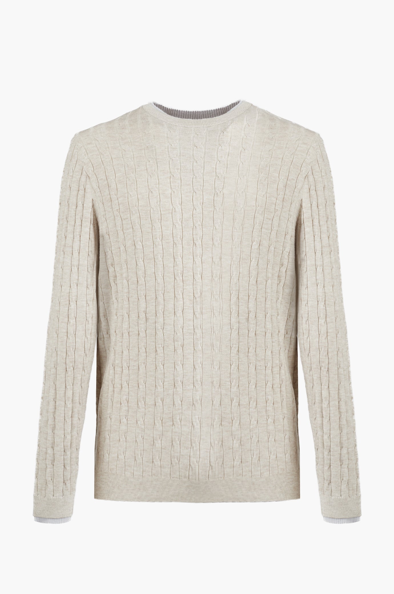 Pullover con trama intrecciata misto lana|Colore:Beige/melange