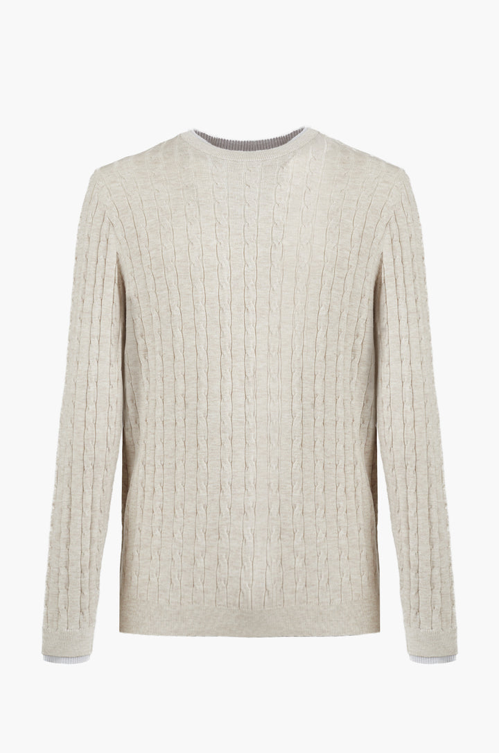 Pullover con trama intrecciata misto lana|Colore:Beige/melange