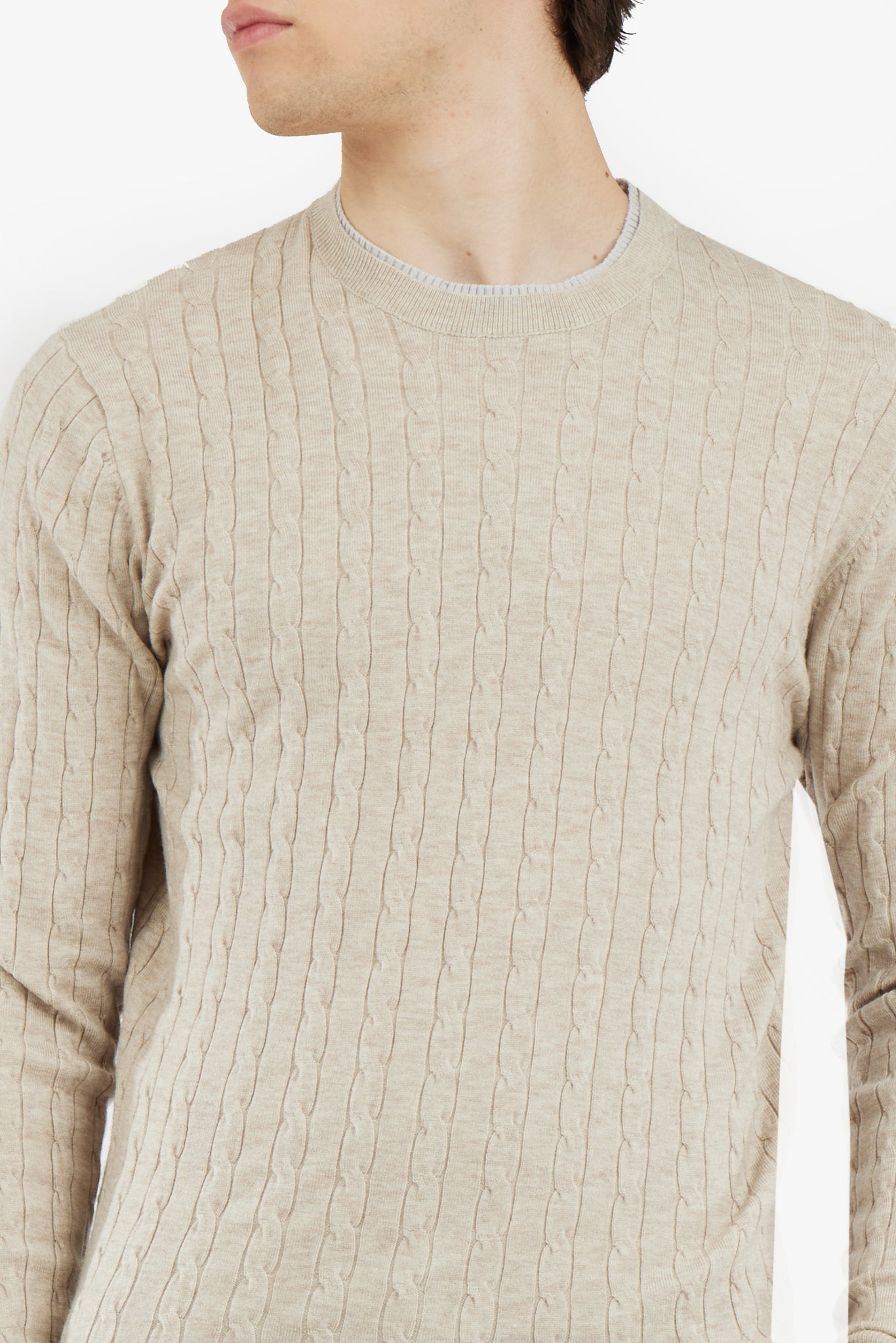 Pullover con trama intrecciata misto lana