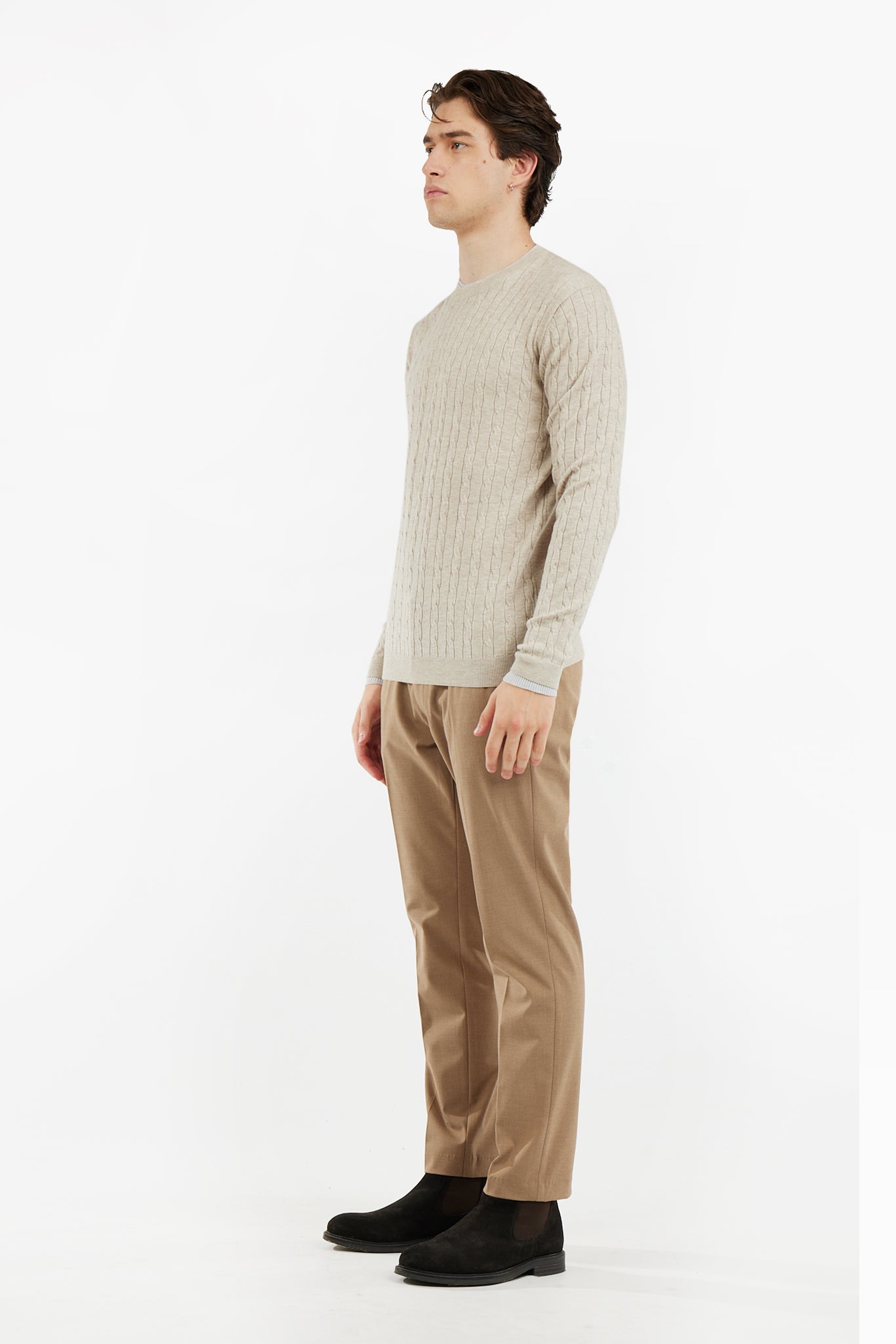 Pullover con trama intrecciata misto lana