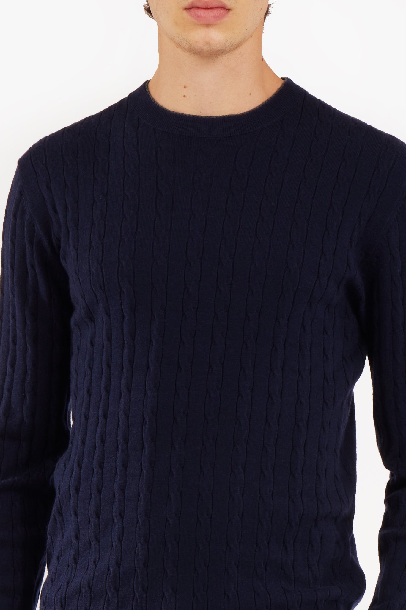 Pullover con trama intrecciata misto lana
