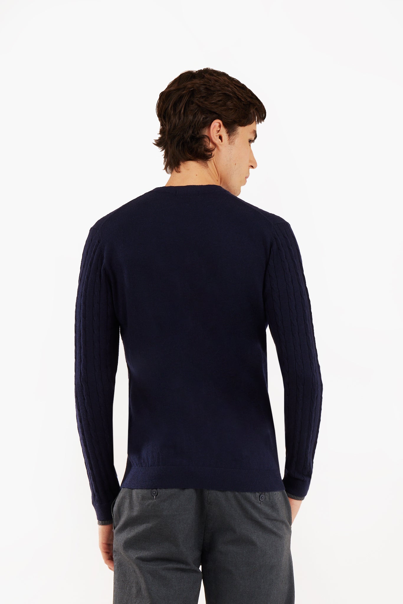 Pullover con trama intrecciata misto lana