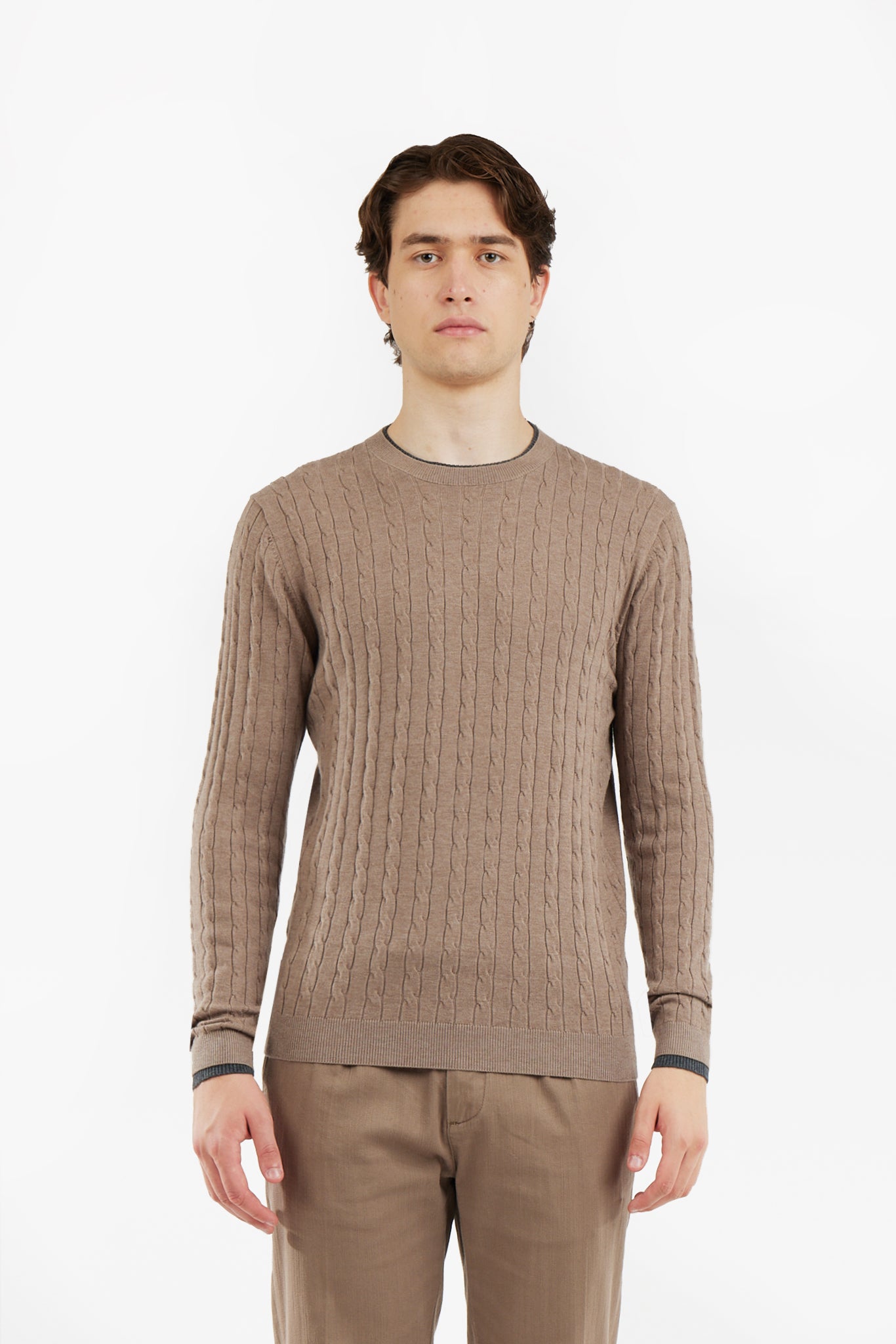 Pullover con trama intrecciata misto lana