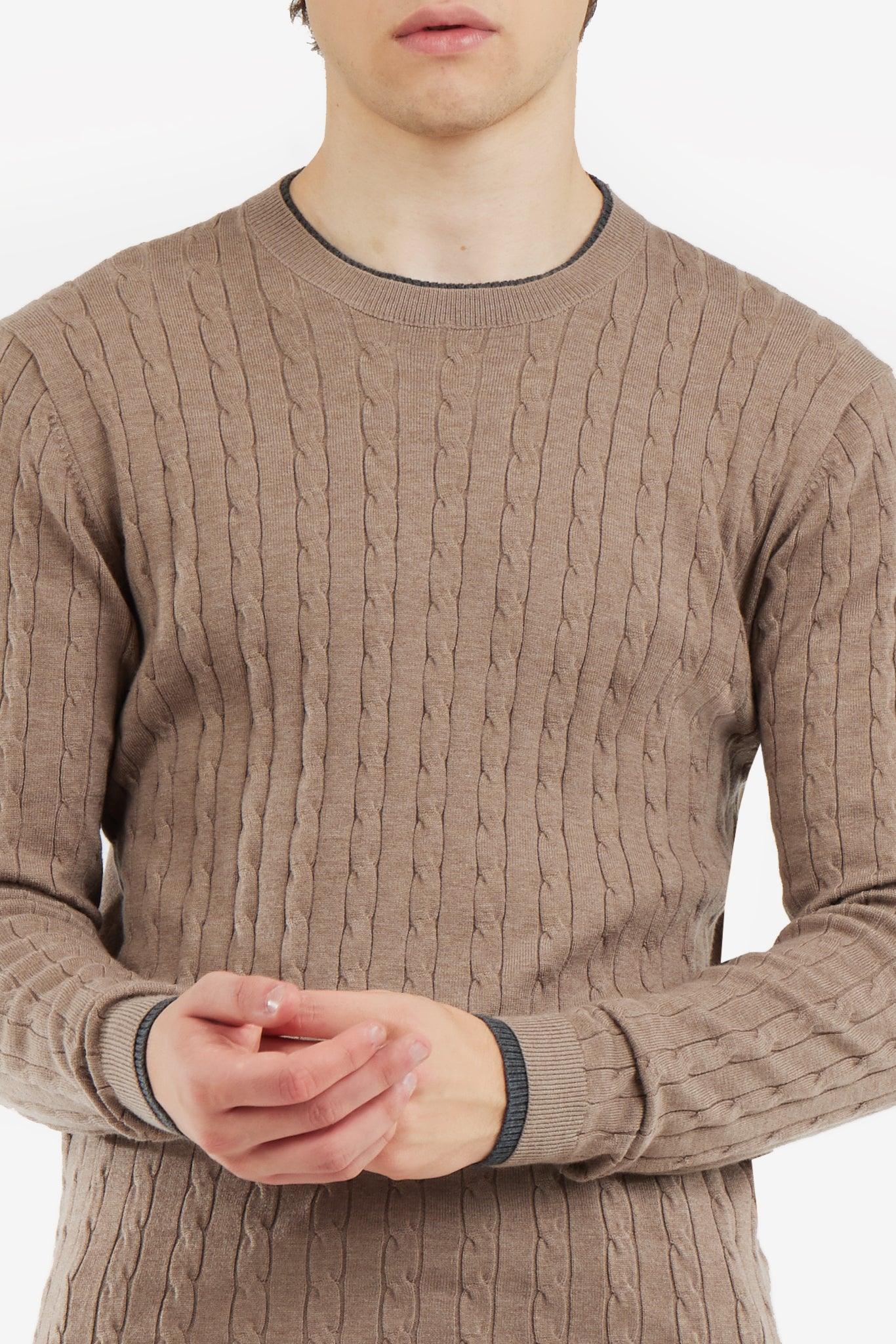 Pullover con trama intrecciata misto lana
