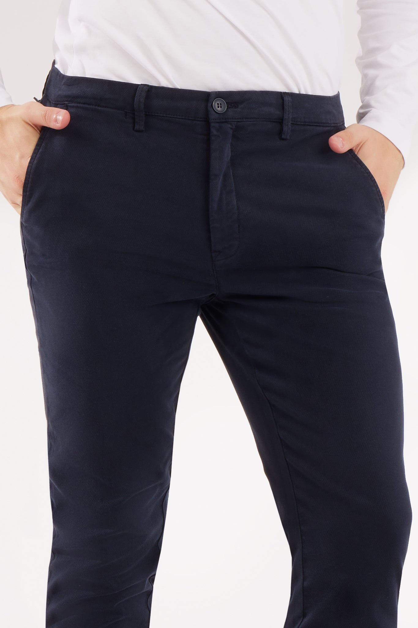 Pantaloni chinos slim fit dobby
