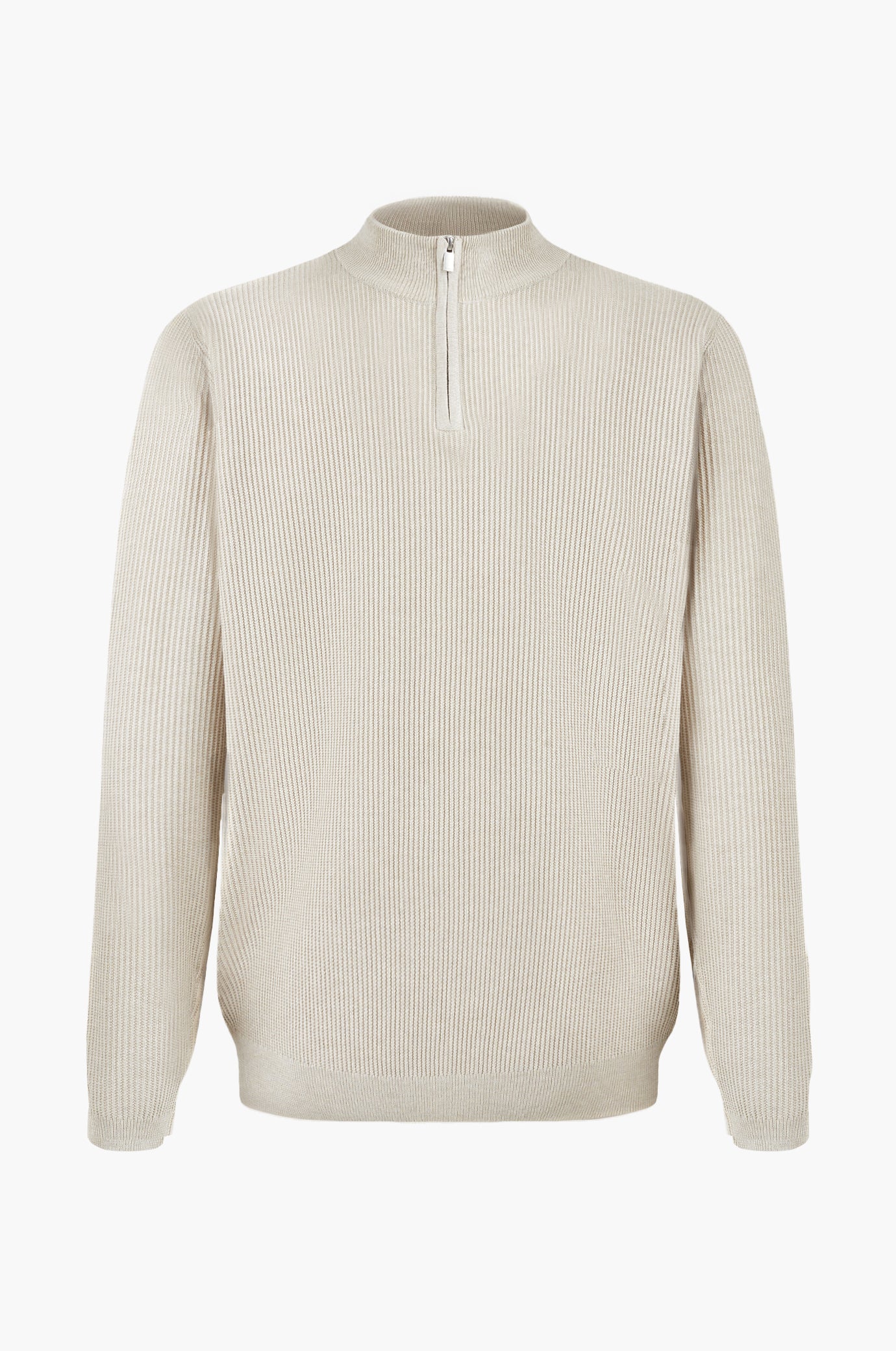 Pullover a coste mezza zip