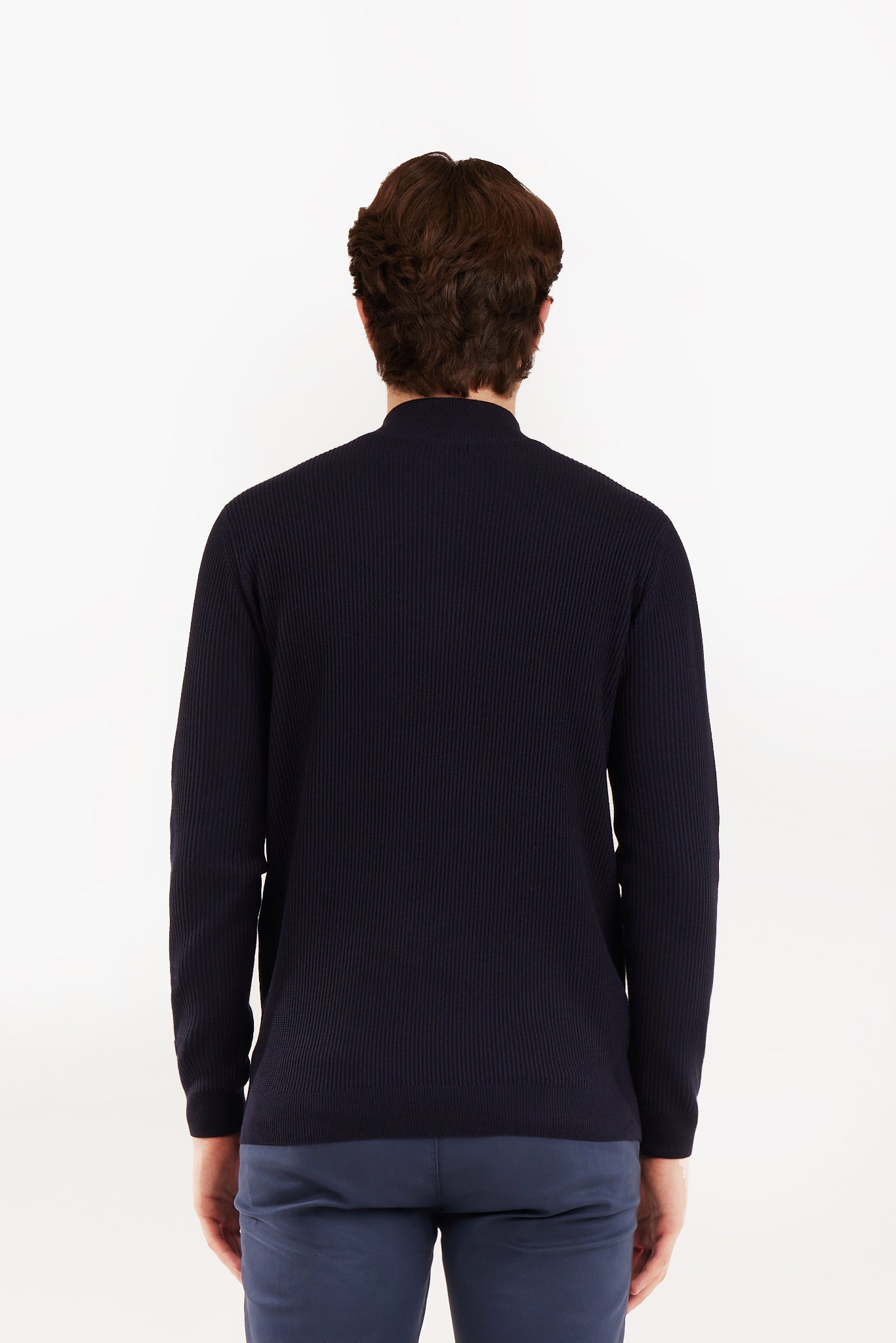 Pullover a coste mezza zip