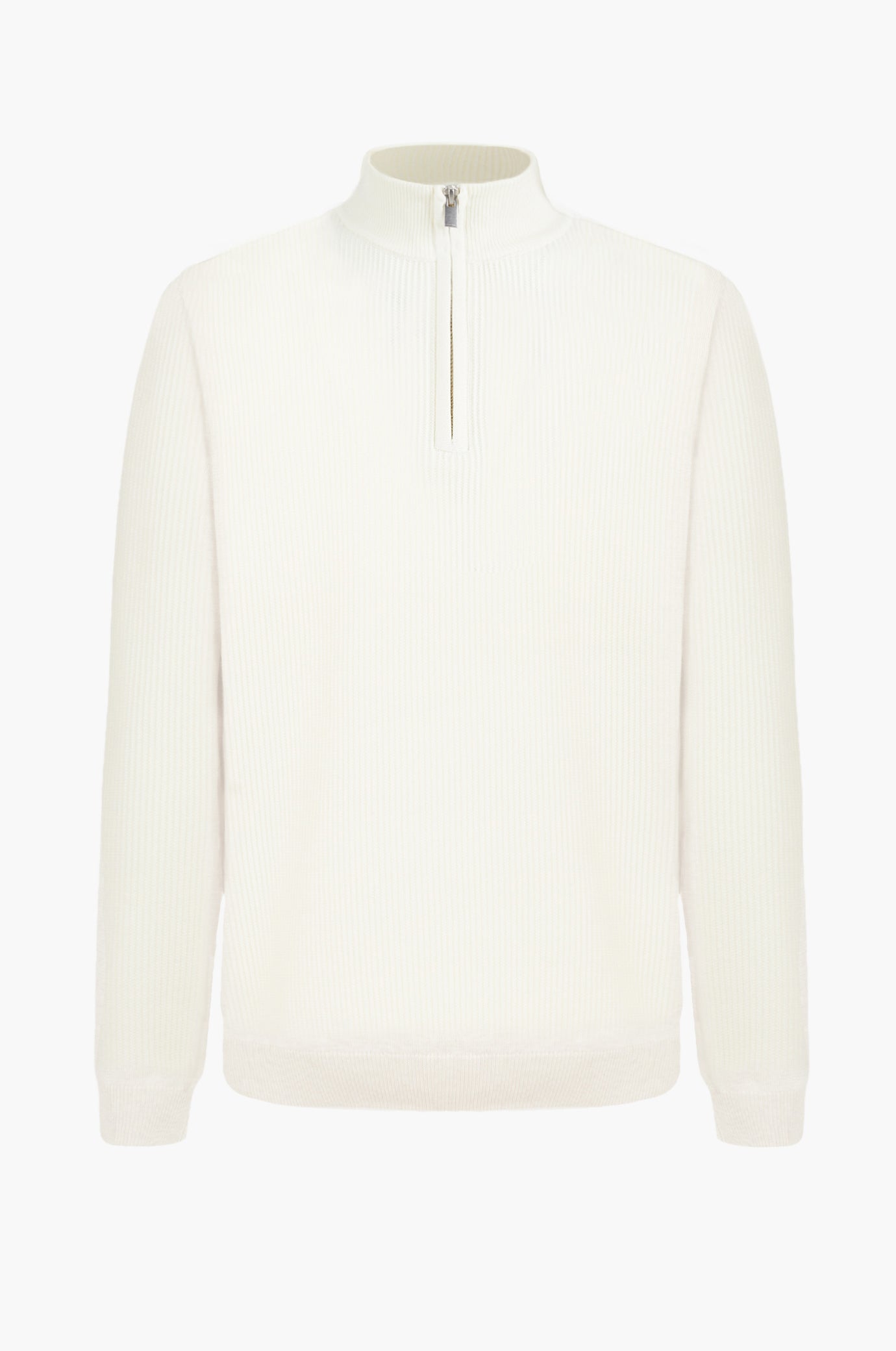 Pullover a coste mezza zip