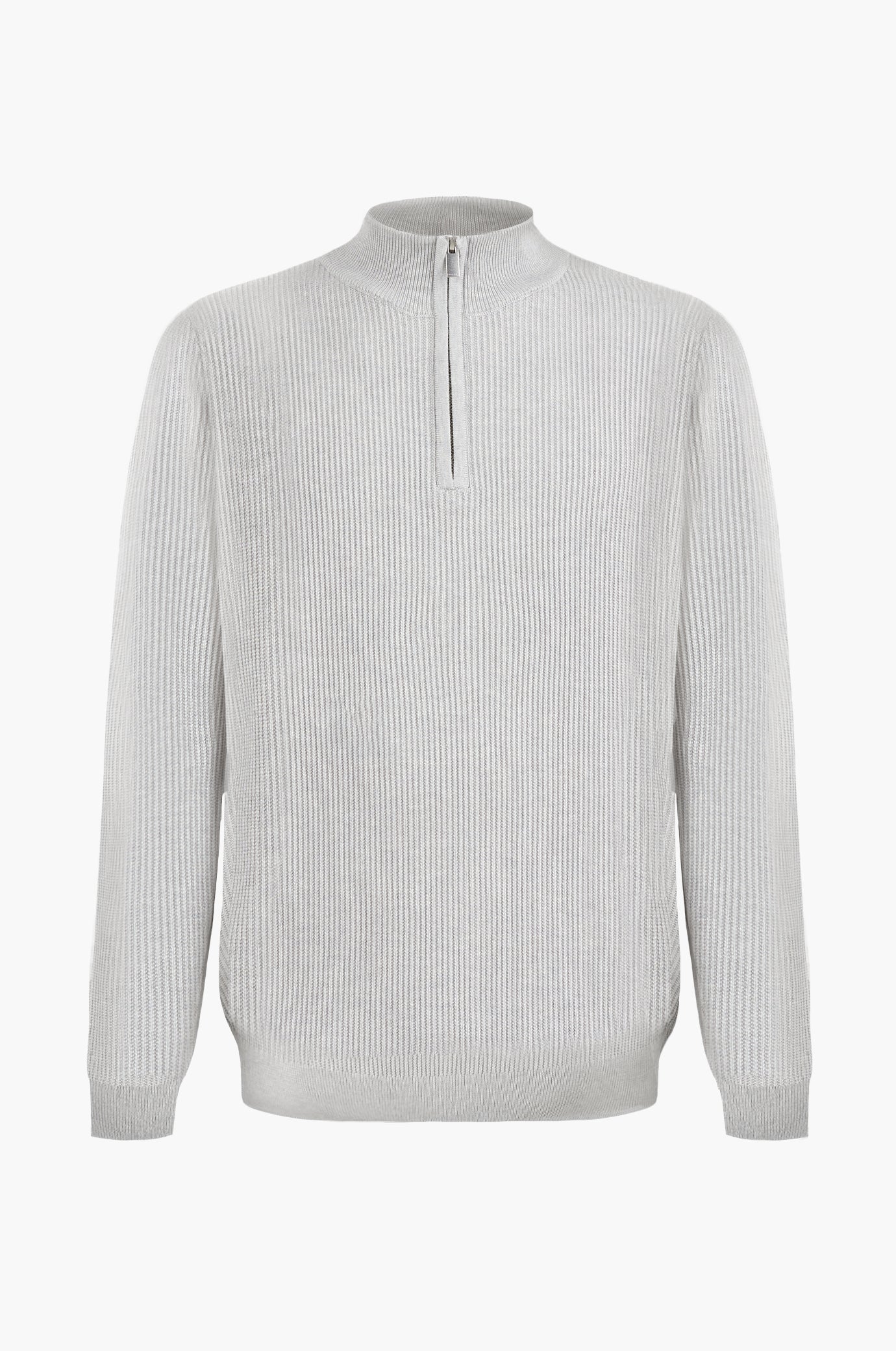 Pullover a coste mezza zip