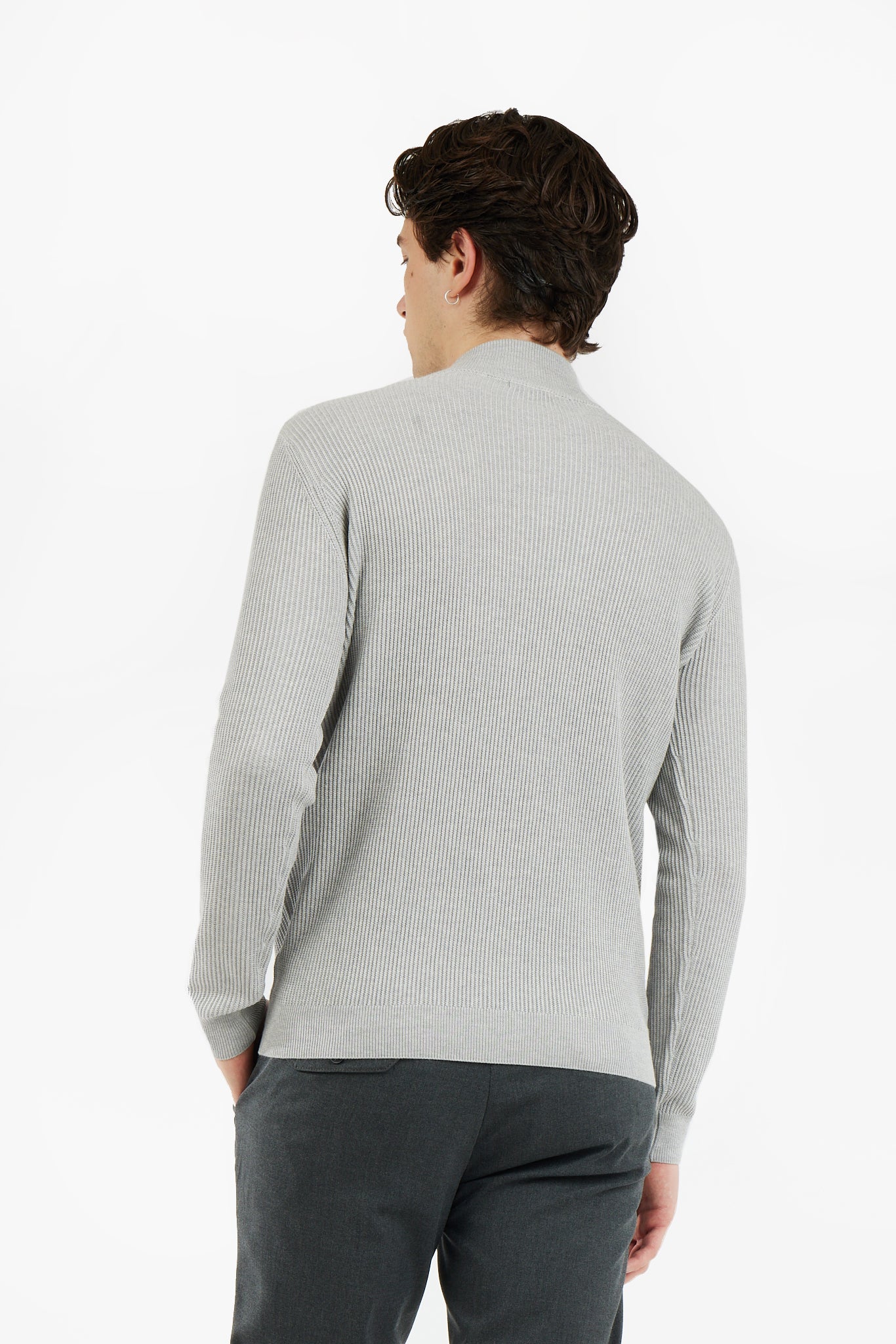 Pullover a coste mezza zip