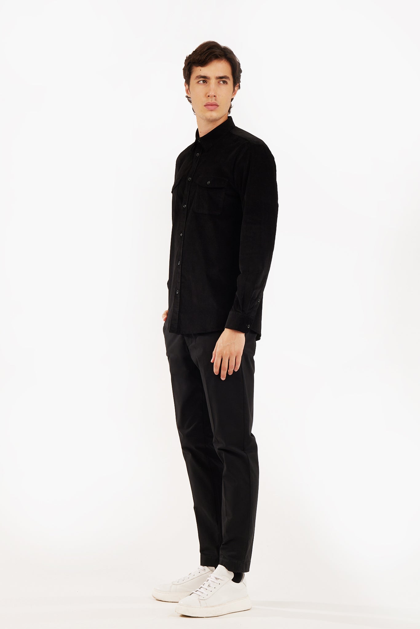 Camicia regular fit in velluto