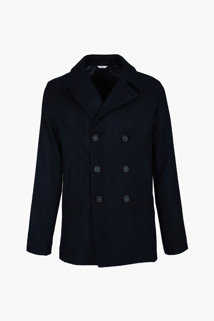 Cappotto peacot misto lana|Colore:Blu/navy