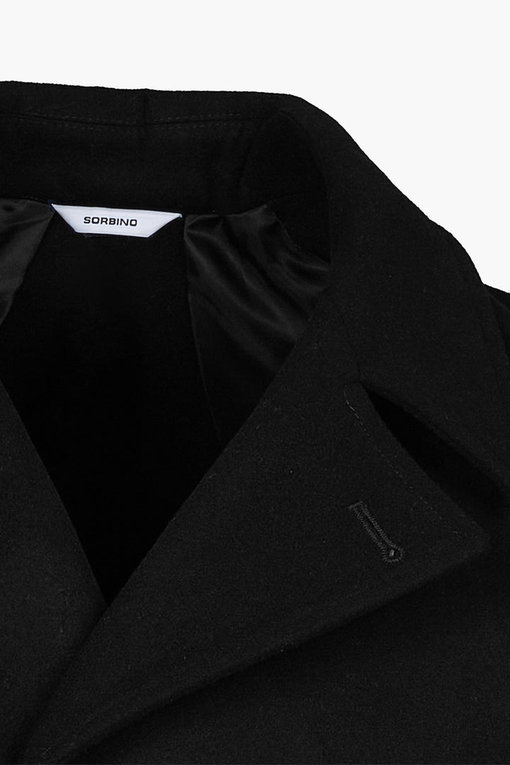Cappotto peacot misto lana|Colore:Nero