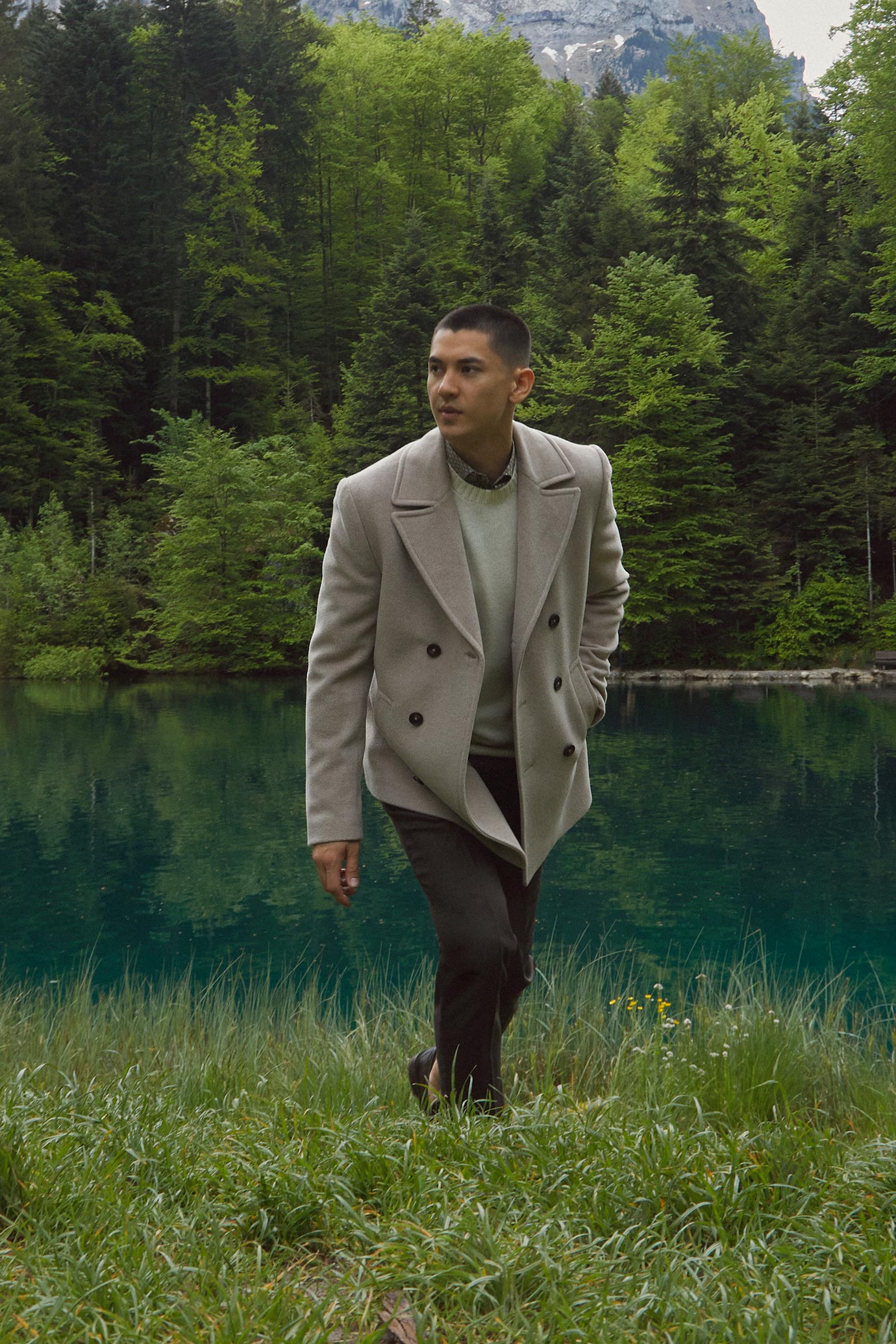 Cappotto peacot misto lana|Colore:Tortora