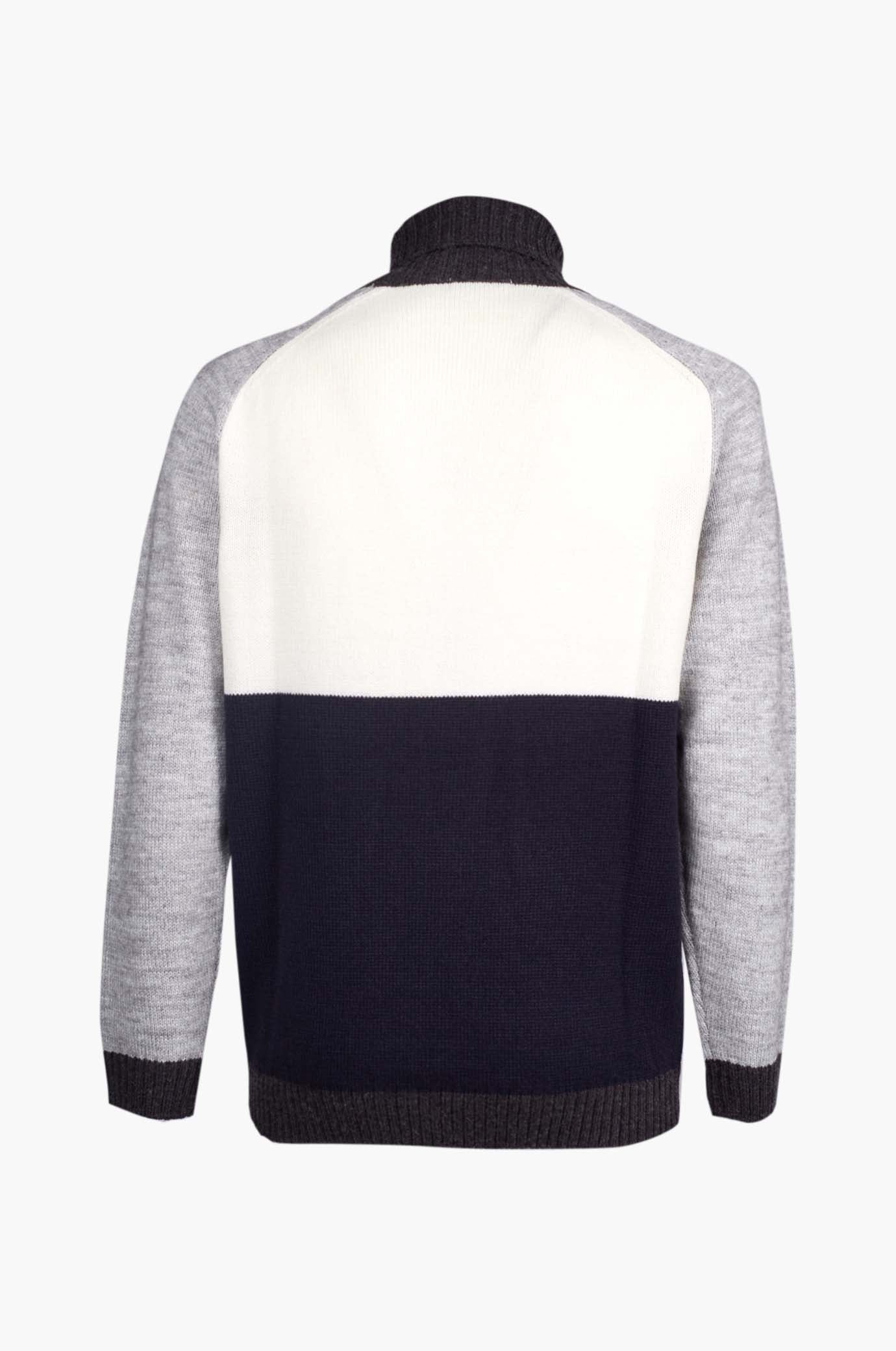 Dolcevita misto lana color block|Colore:Blu/off white