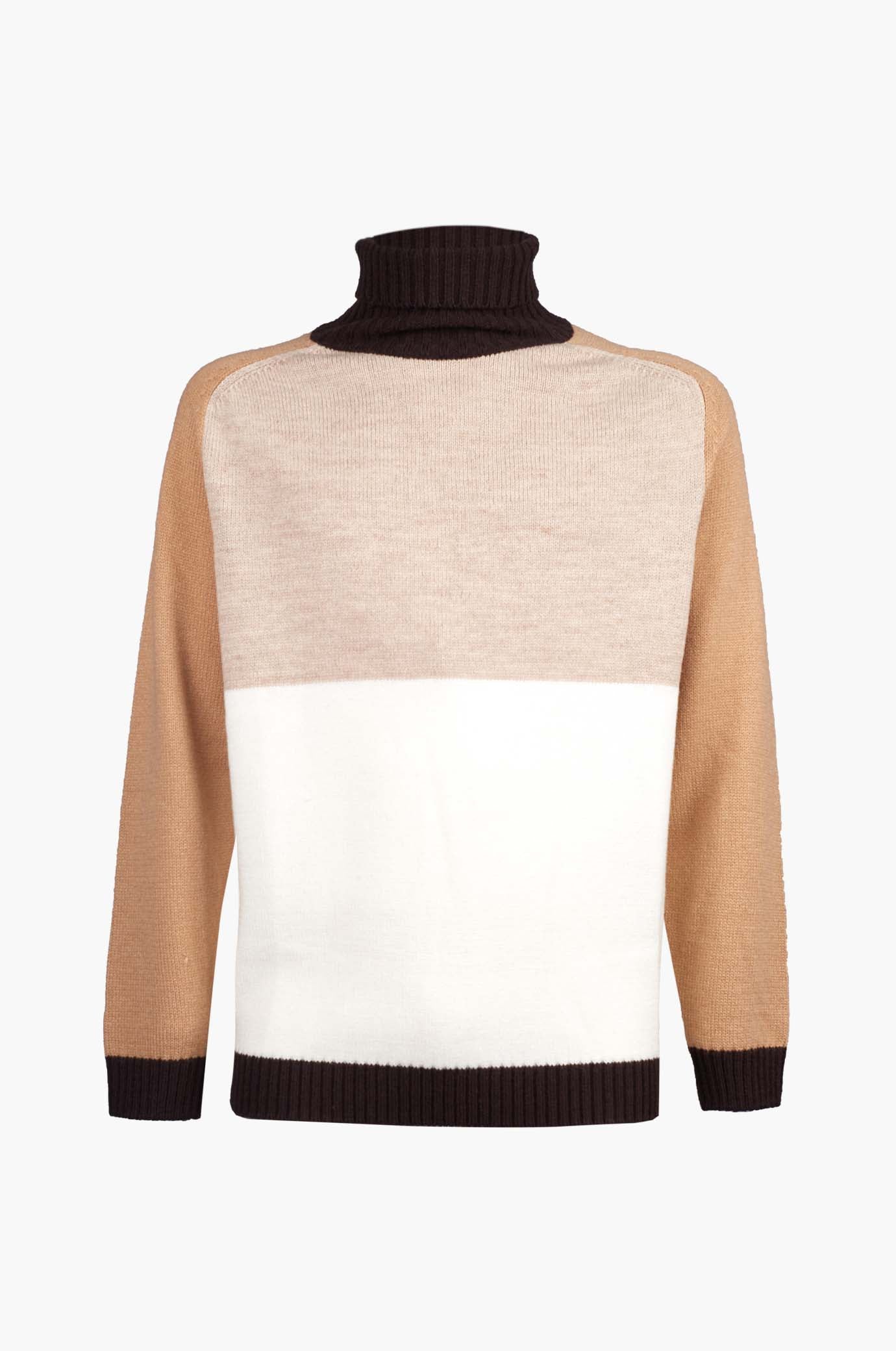 Dolcevita misto lana color block|Colore:Off white/beige