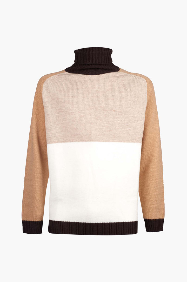 Dolcevita misto lana color block|Colore:Off white/beige