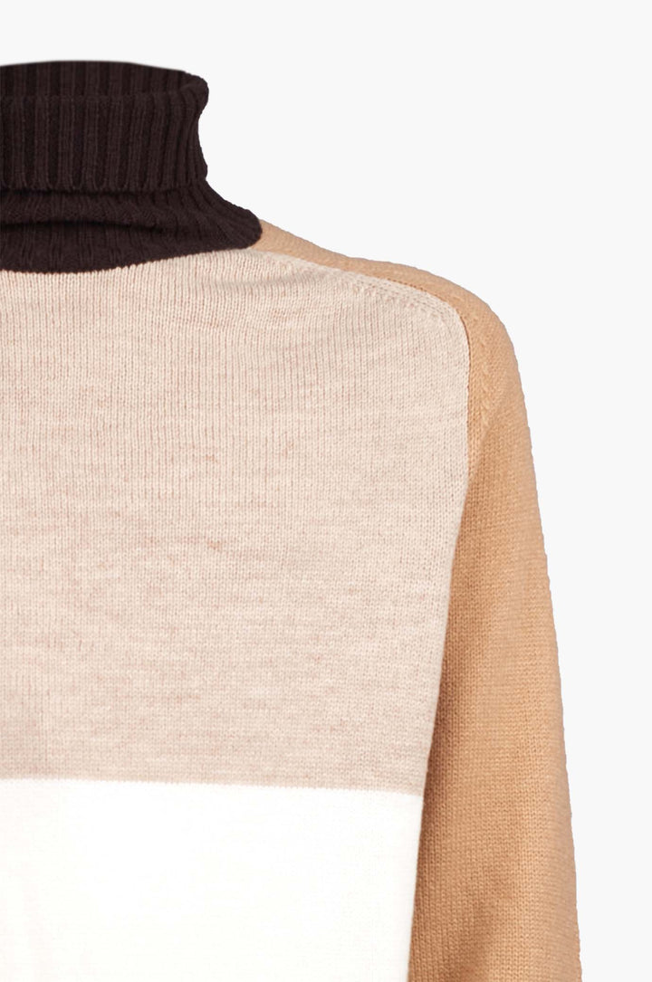 Dolcevita misto lana color block|Colore:Off white/beige