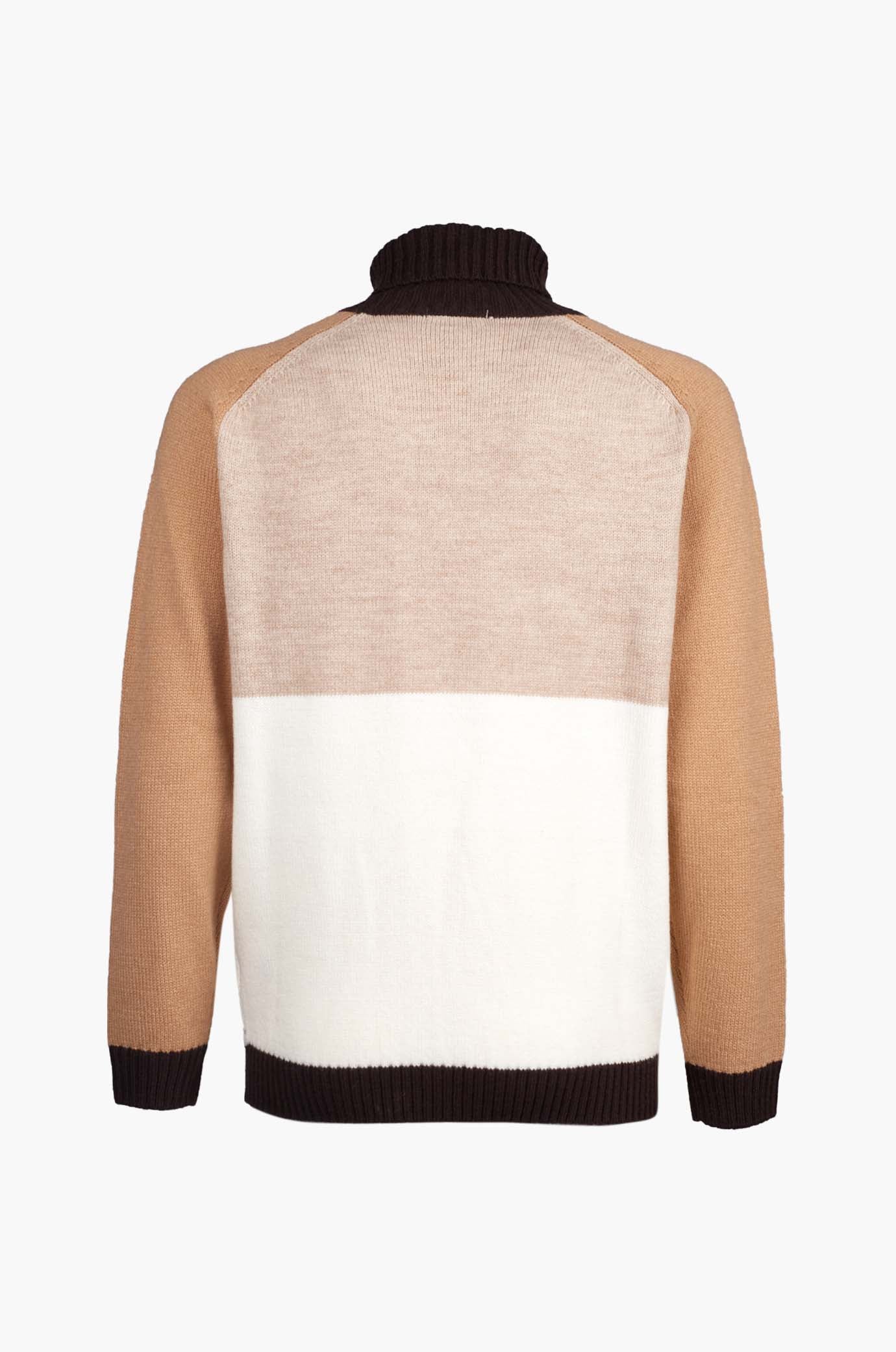 Dolcevita misto lana color block|Colore:Off white/beige