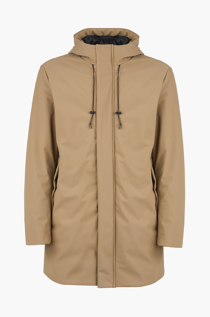 Giubbotto tecnico lungo con cappuccio|Colore:Fango