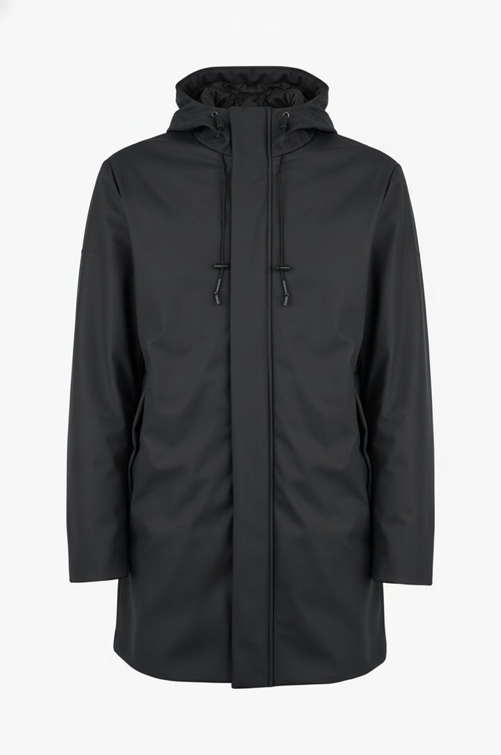 Giubbotto tecnico lungo con cappuccio|Colore:Nero