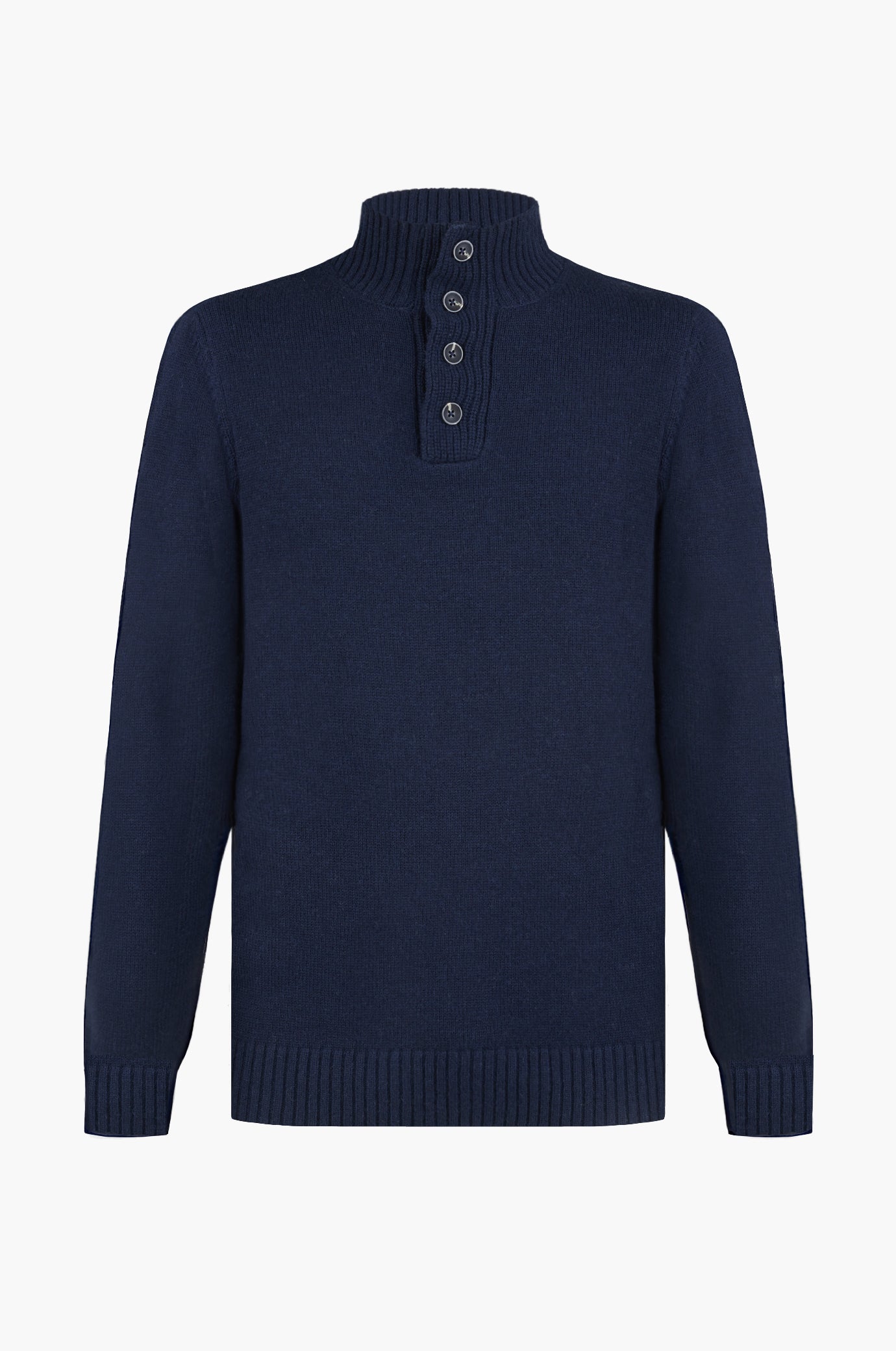 Pullover lupetto misto lana con bottoni|Colore:Blu/navy