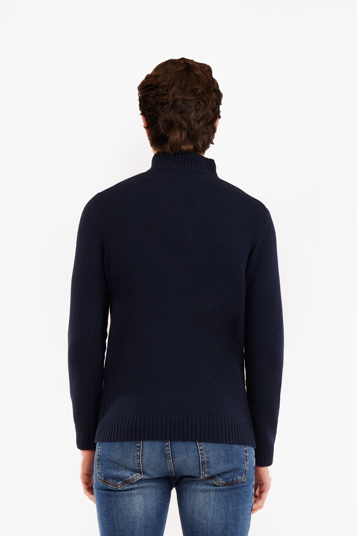 Pullover lupetto misto lana con bottoni|Colore:Blu/navy