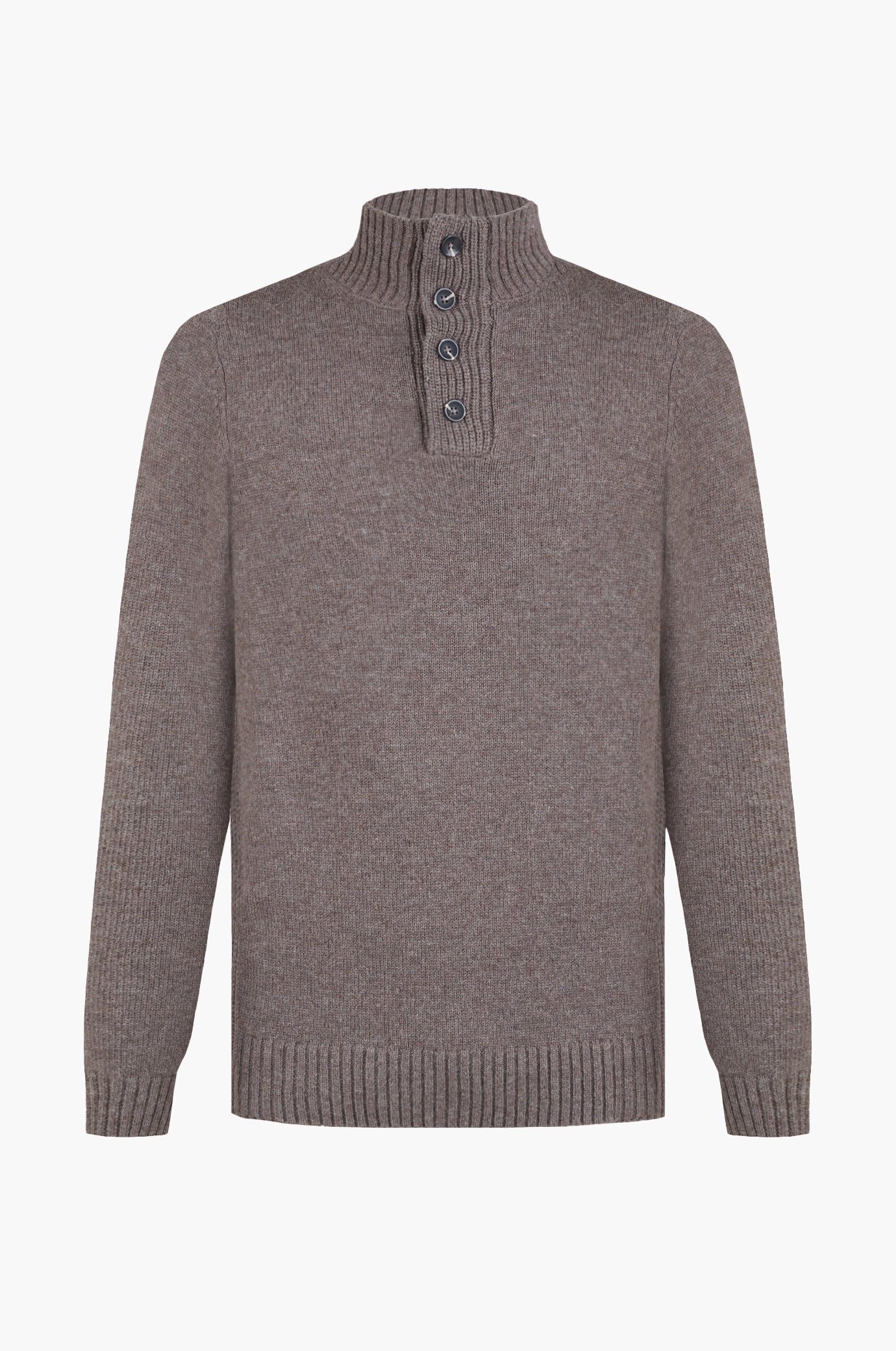 Pullover lupetto misto lana con bottoni|Colore:Fango/melange