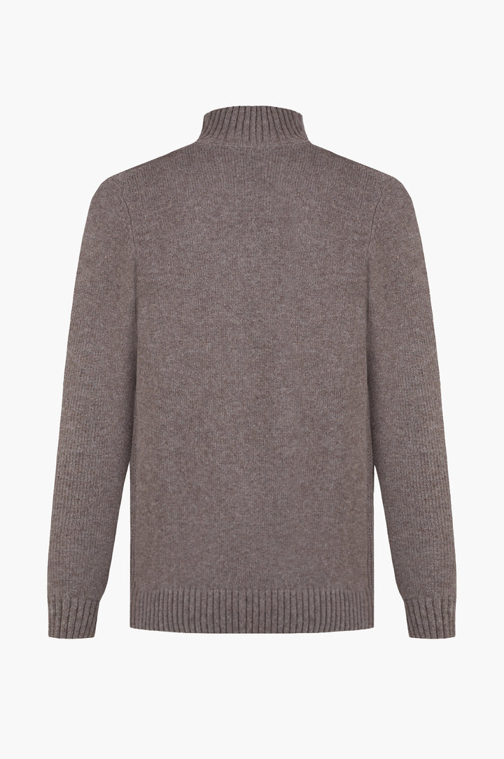 Pullover lupetto misto lana con bottoni|Colore:Fango/melange