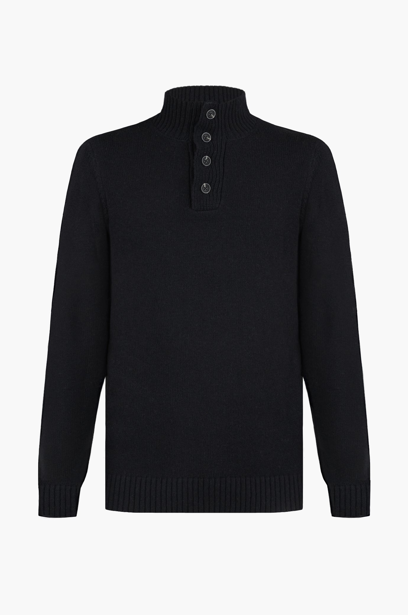 Pullover lupetto misto lana con bottoni|Colore:Nero