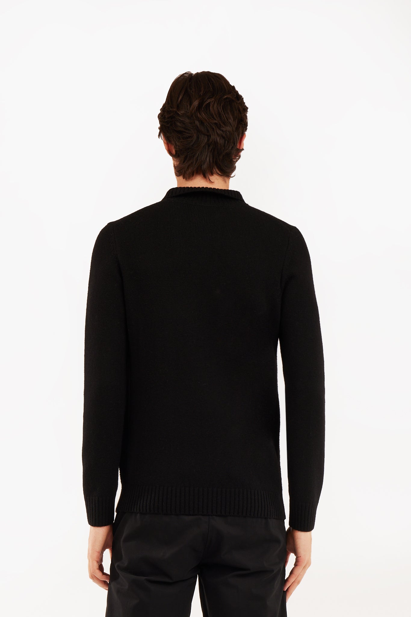 Pullover lupetto misto lana con bottoni|Colore:Nero