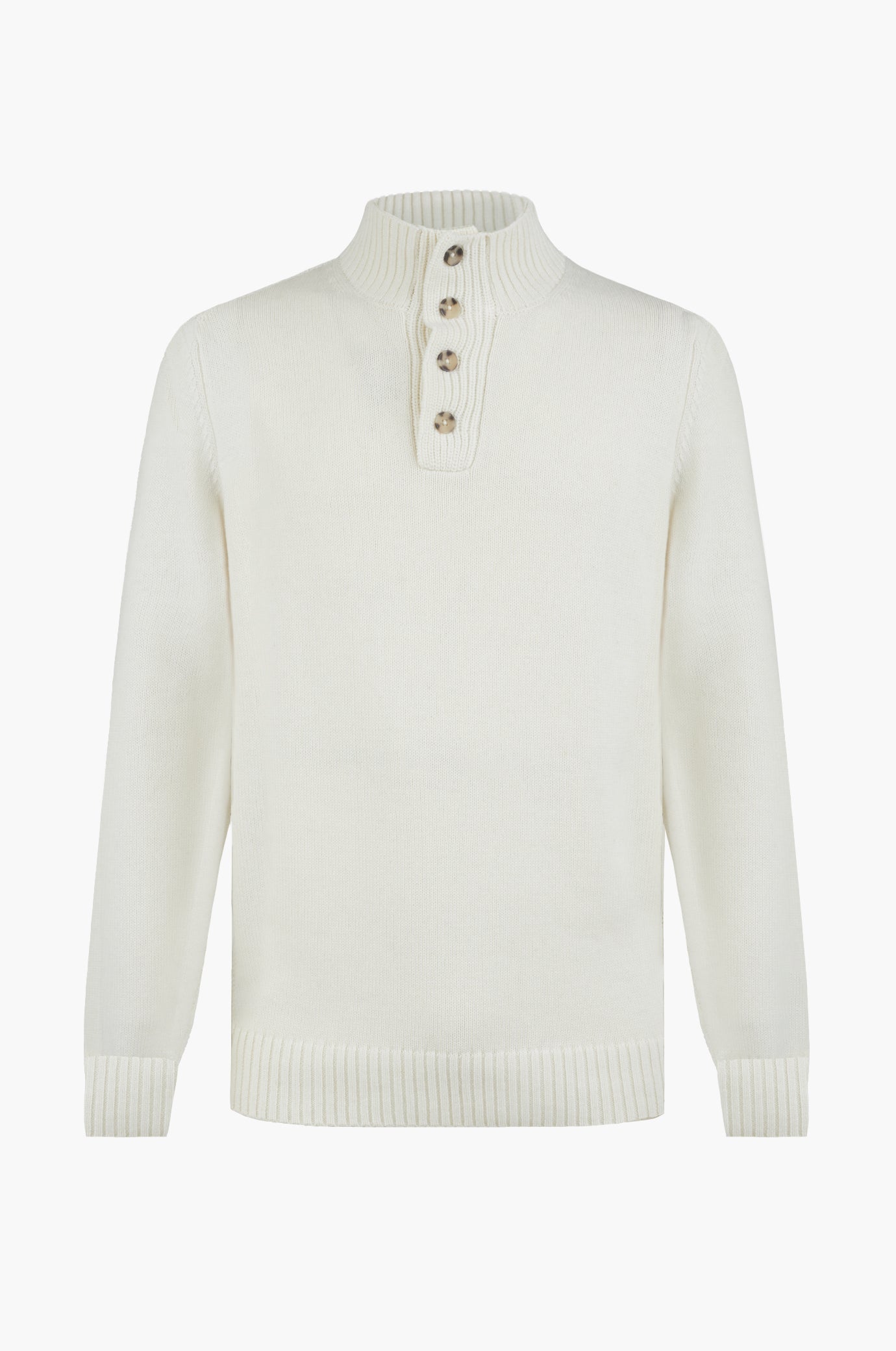 Pullover lupetto misto lana con bottoni|Colore:Off white