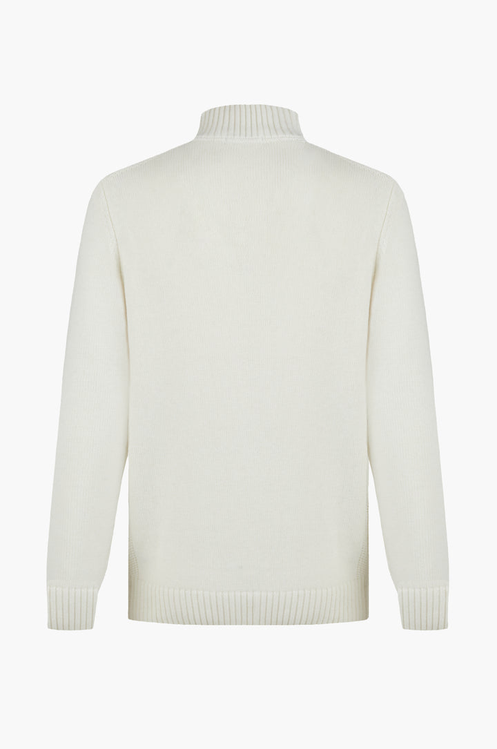 Pullover lupetto misto lana con bottoni|Colore:Off white