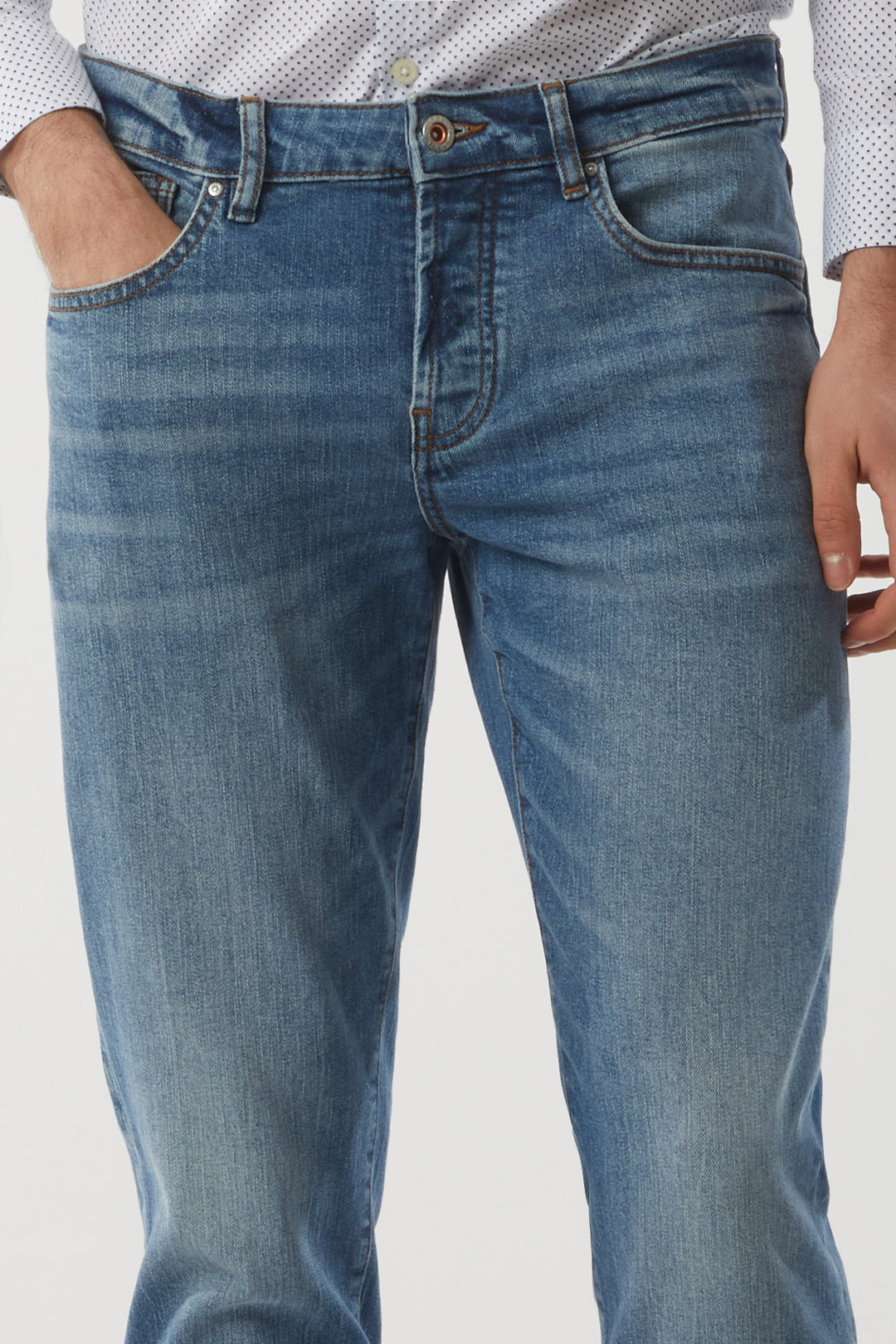 Jeans 5 tasche slim fit lavaggio chiaro|Colore:Denim