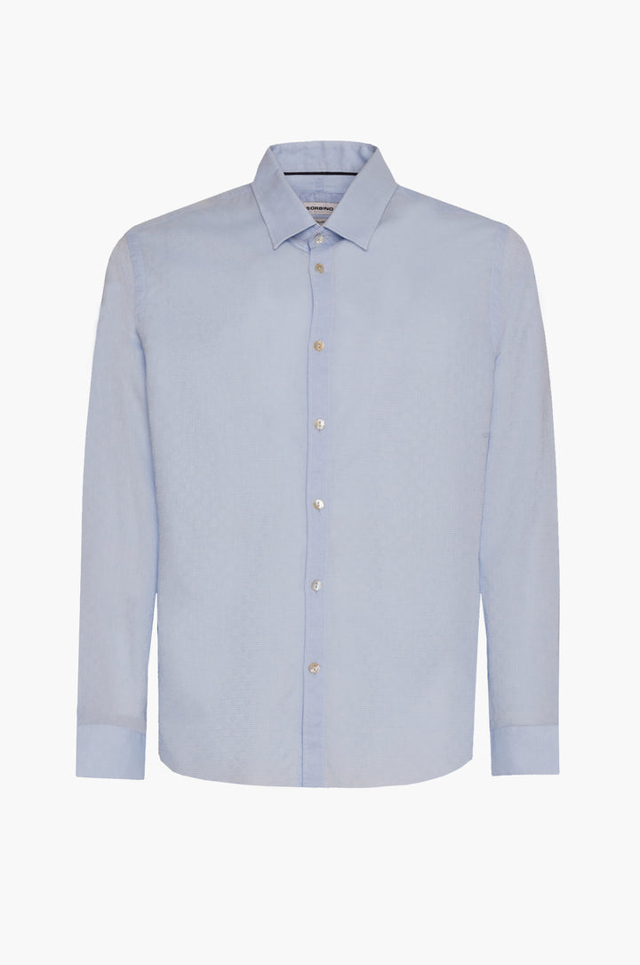 Camicia regular fit con micro trama|Colore:Azzurro