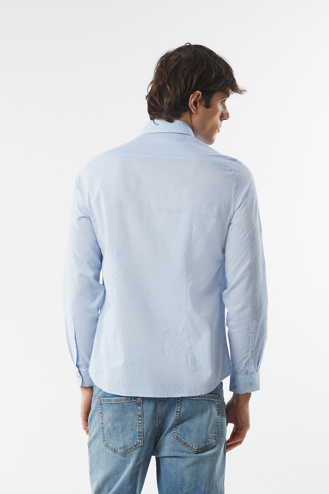 Camicia regular fit con micro trama|Colore:Azzurro