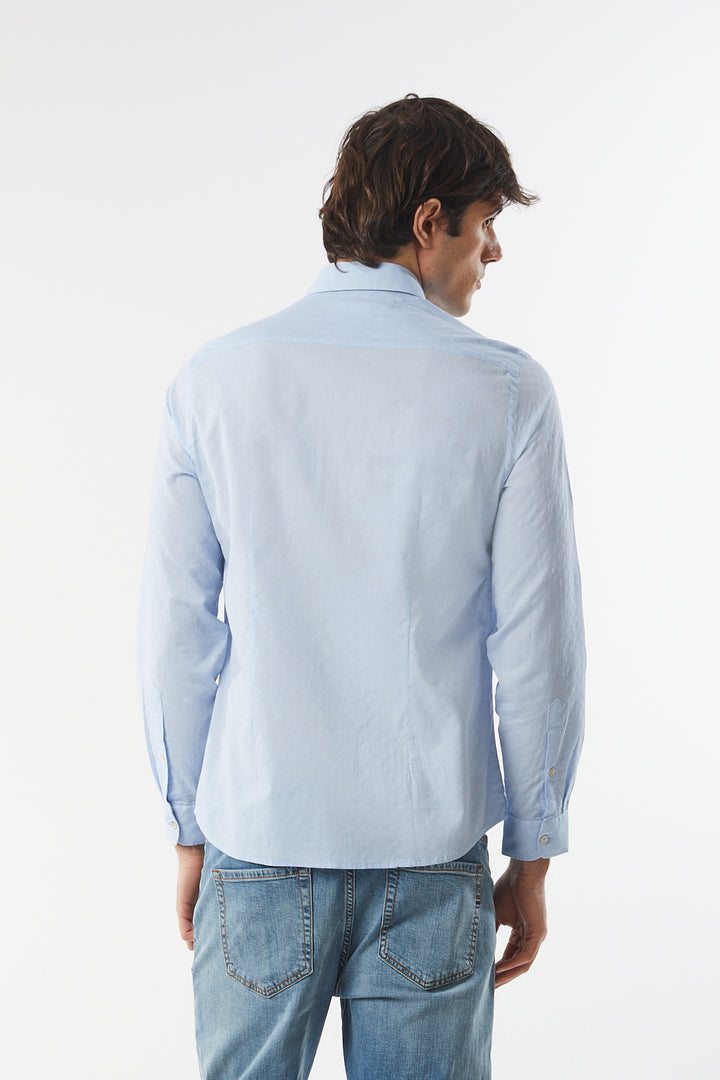 Camicia regular fit con micro trama|Colore:Azzurro