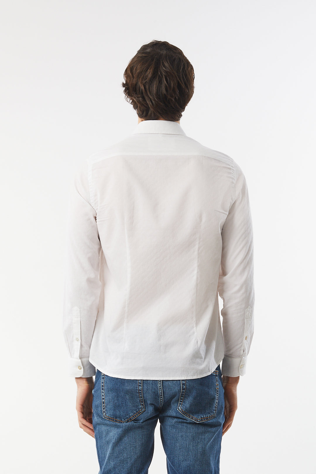 Camicia regular fit con micro trama|Colore:Bianco