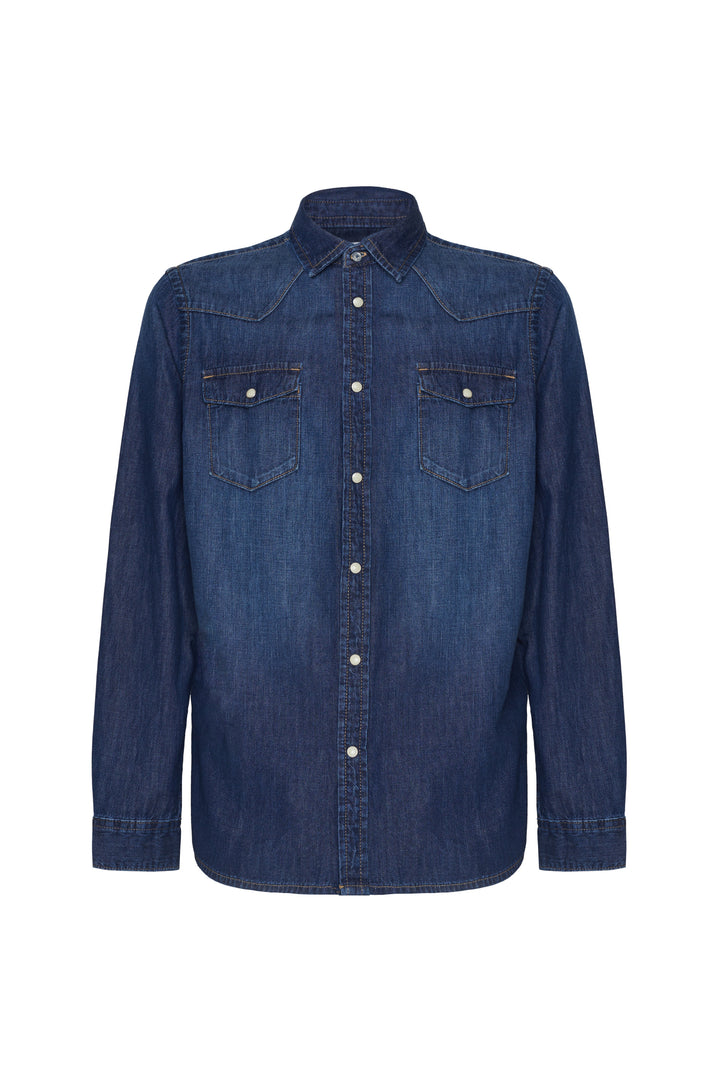 Camicia comfort fit western in denim|Colore:Denim