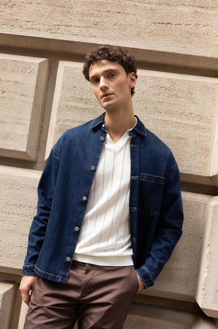 Overshirt comfort fit denim|Colore:Denim