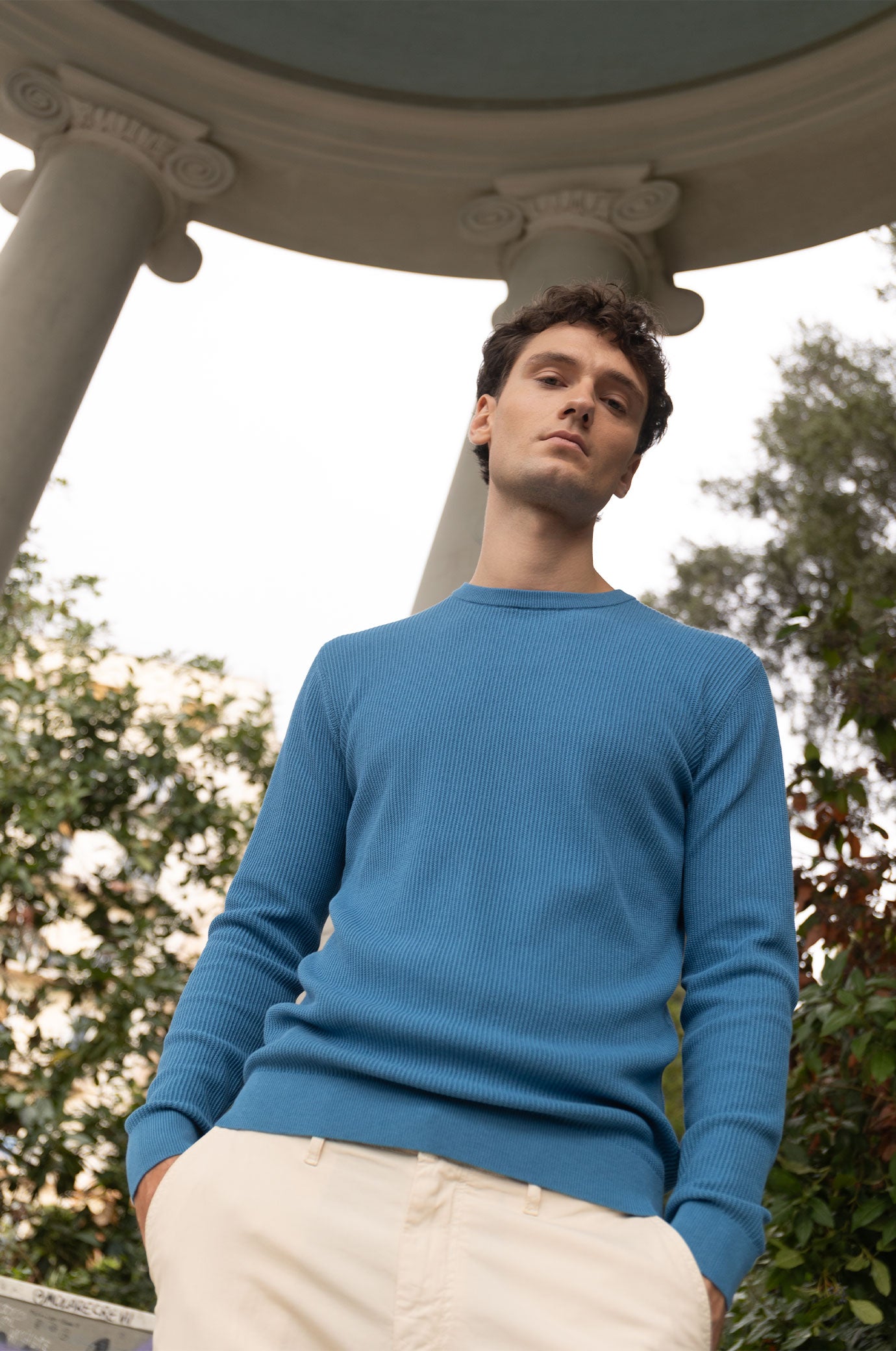 Pullover leggero con struttura|Colore:Oceano