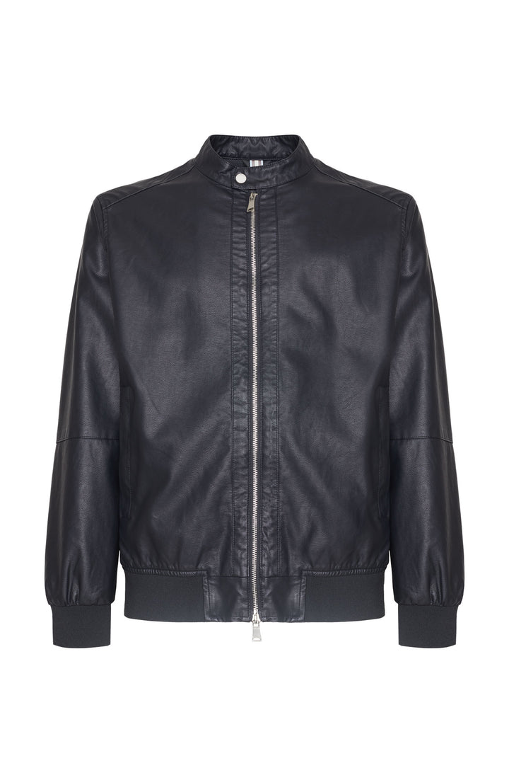 Giubbotto bomber effetto pelle|Colore:Nero