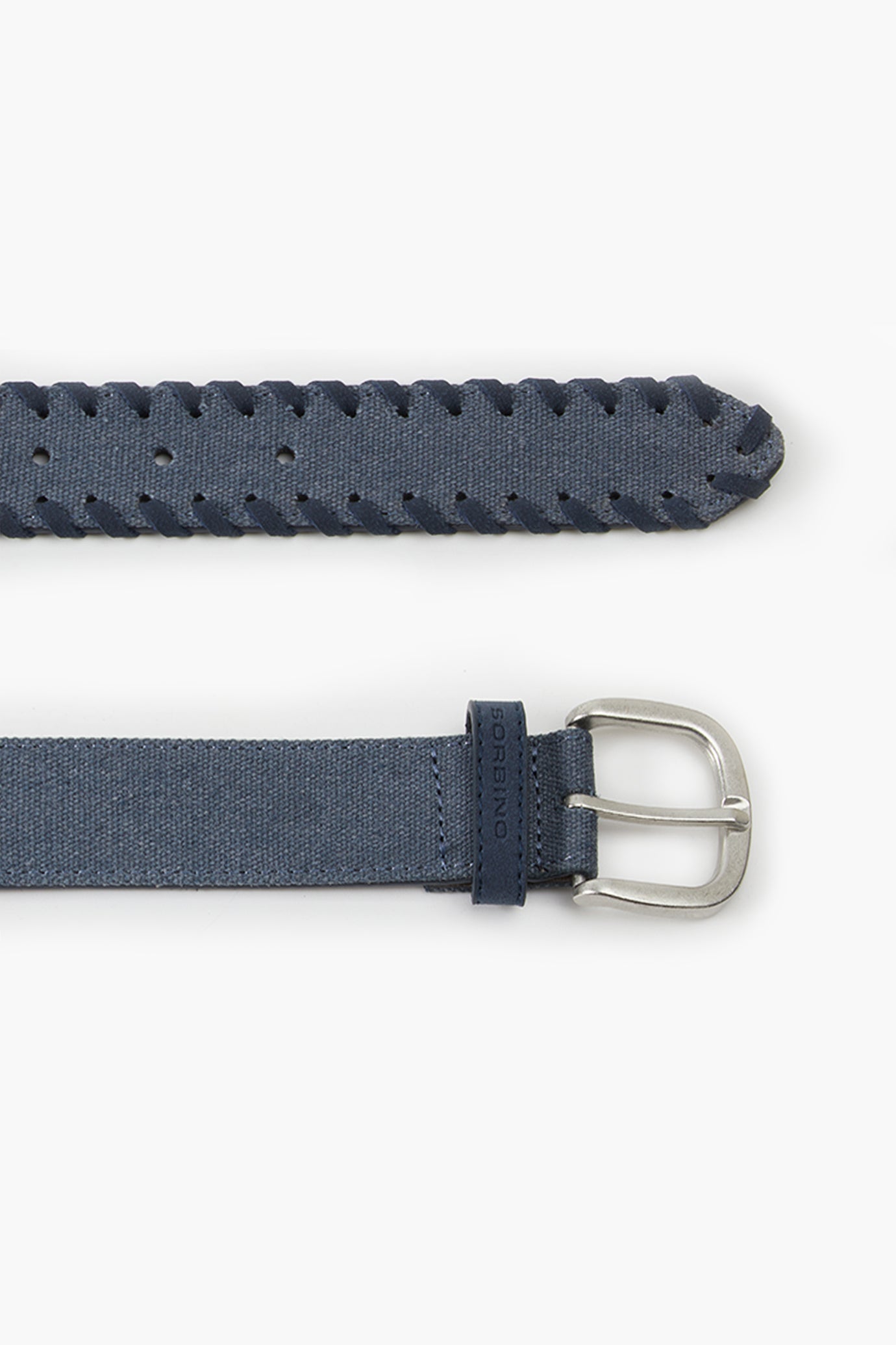 Cintura in pelle con struttura|Colore:Blu