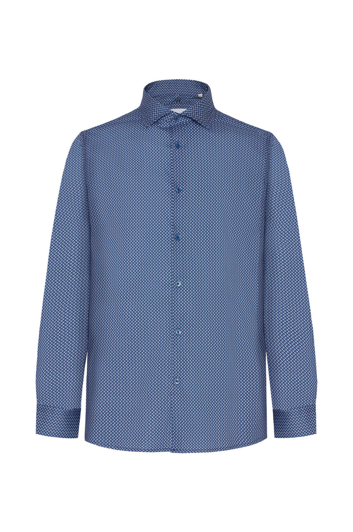 Camicia regular fit micro fantasia|Colore:Blu