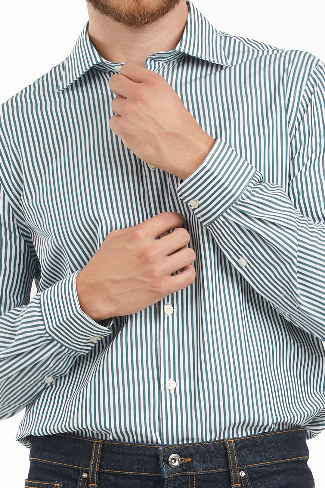 Camicia comfort fit a righe|Colore:Verde