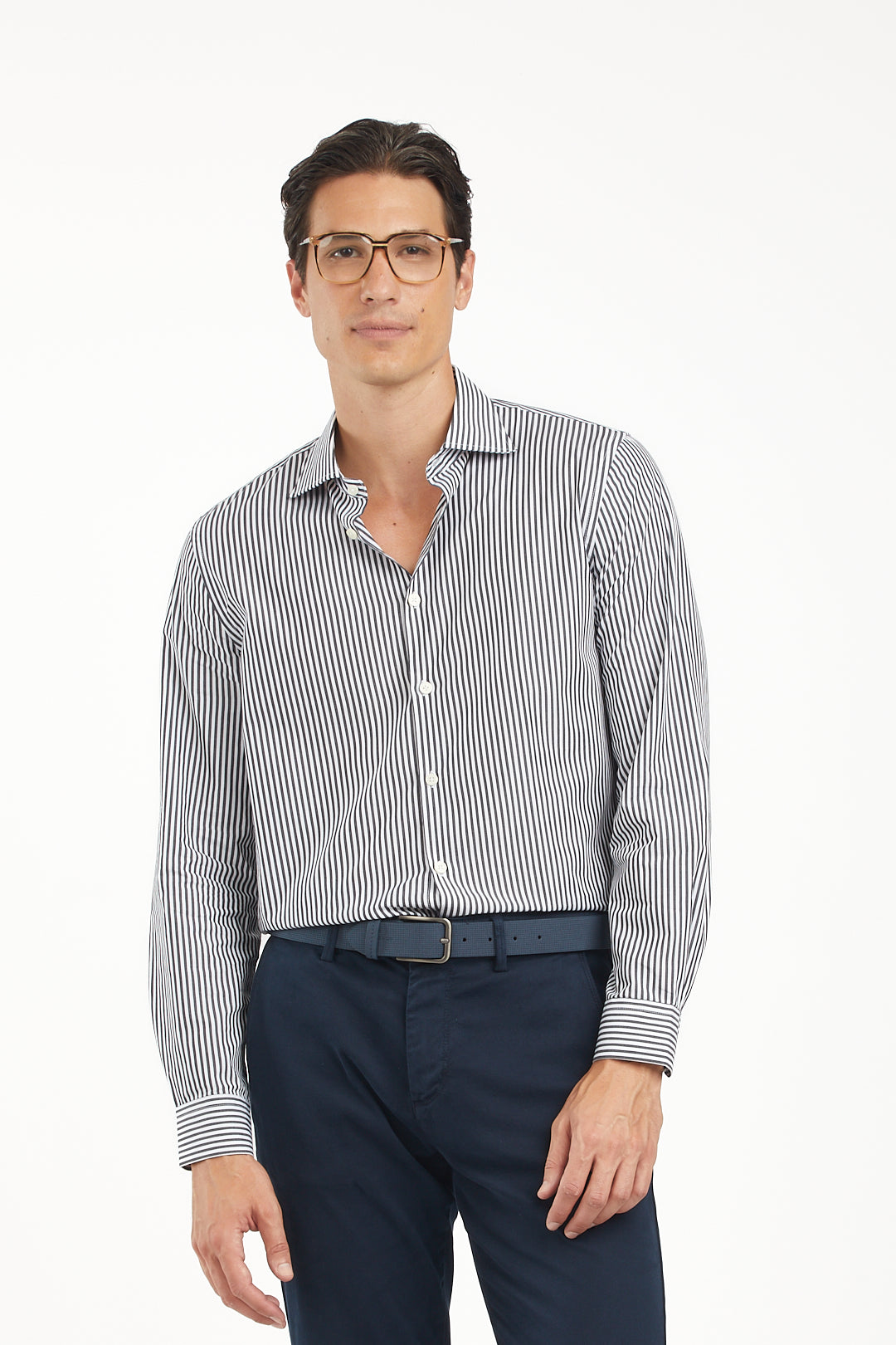 Camicia comfort fit a righe|Colore:Nero