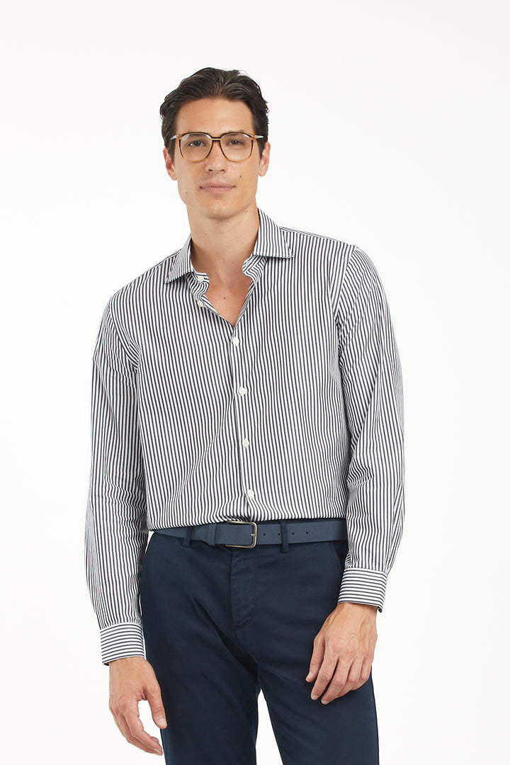 Camicia comfort fit a righe|Colore:Nero