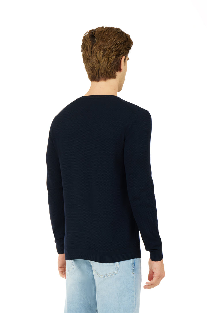 Pullover leggero con struttura|Colore:Blu/navy