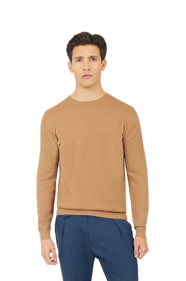 Pullover leggero con struttura|Colore:Cammello