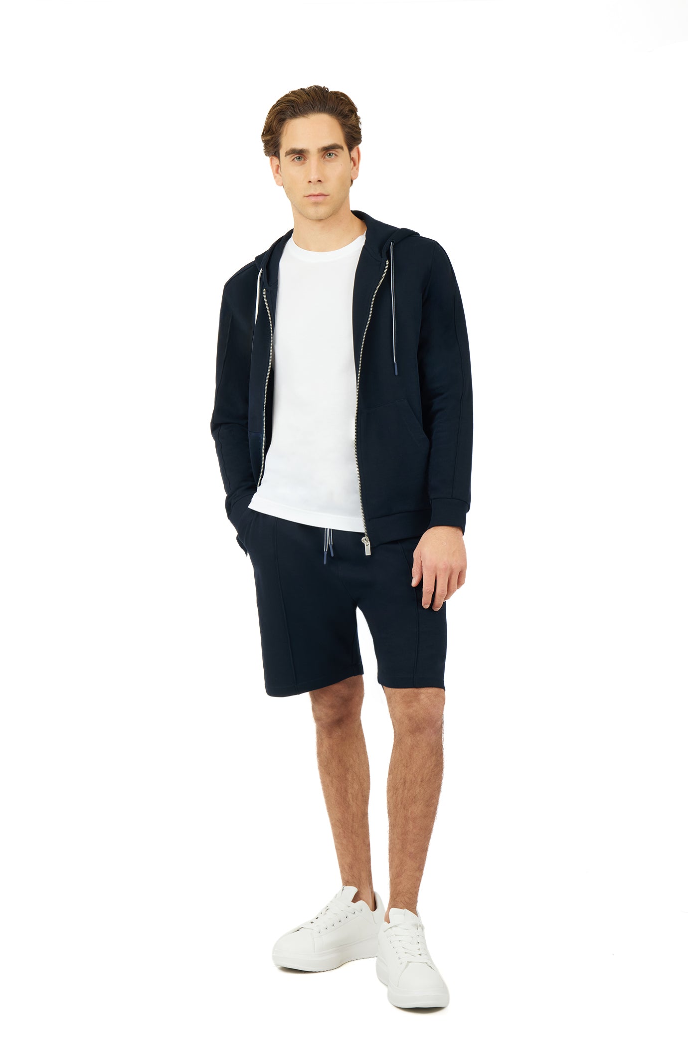 Felpa zip basic|Colore:Blu/navy